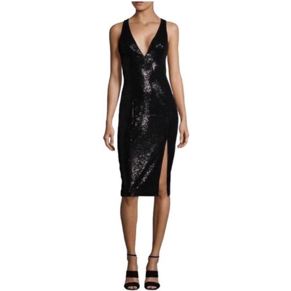JAYGODFREY Sequin Midi Dress With Leg Slit - Picture 1 of 9